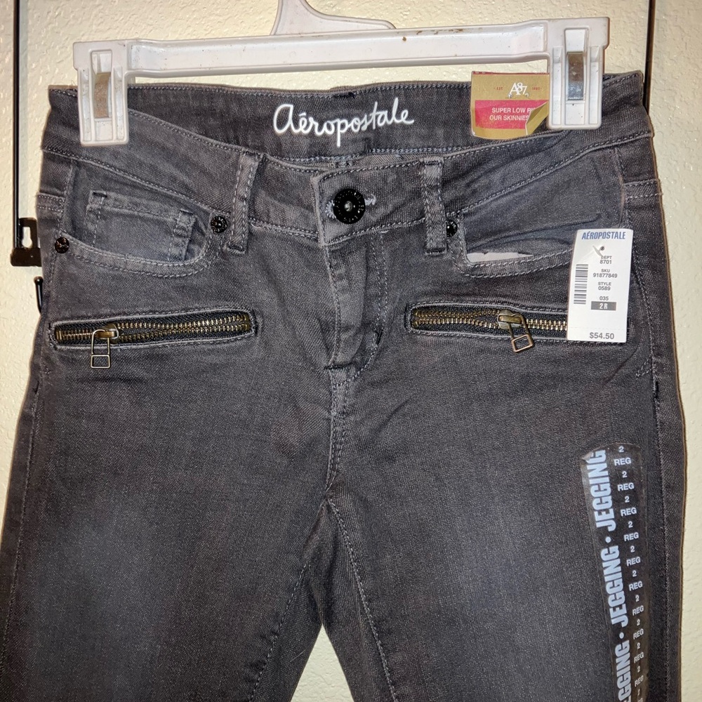 Aeropostale Gray Jeggings Slim Fit Distressed